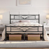 Yaheetech Queen Size Bed Frames Metal Platform Bed Mattress Foundation with Cloud-Inspired Design Headboard/Footboard/Ample Under Bed Storage/No Box Spring Needed/Black Yaheetech