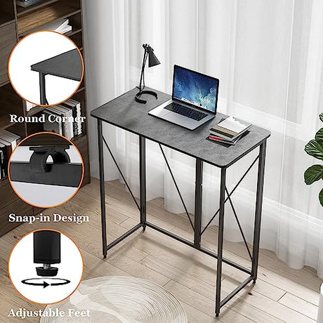 39.37" Folding Standing Desk, Small Laptop Stand Up Desk for Sitting or Standing, No Assembly Needed, Portable, Tall Foldable Desk for Home, Office, Small Spaces (Black) Ytaoka