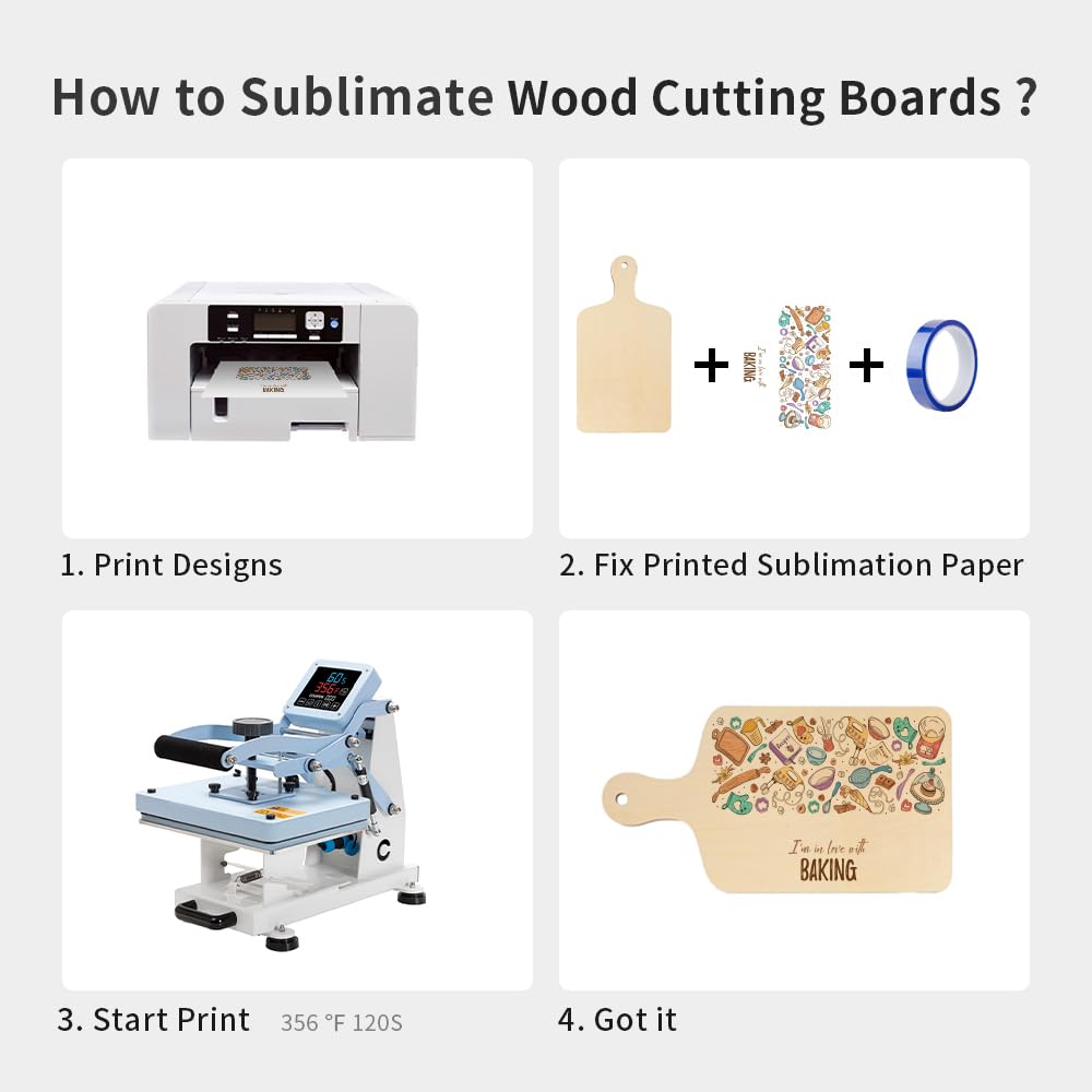 PYD Life 12 Pack Plywood Sublimation Cutting Board Blanks with Handle 11.8 x 6.3 Inch,Rectangle Wood Chopping Board for Sublimation DIY Craft Christmas Thanksgiving Home Kitchen Decor PYD Life