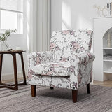 Container Furniture Direct Classic Accent Armchair with Birch Wood Frame and Comfortable Rolled Armrests, Arm Chairs for Living Room, Bedroom and Office Decor, 03 Printed Fabric Container Furniture Direct