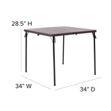 Flash Furniture Dunham 2.83-Foot Square Bi-Fold Brown Wood Grain Plastic Folding Table with Carrying Handle Flash Furniture