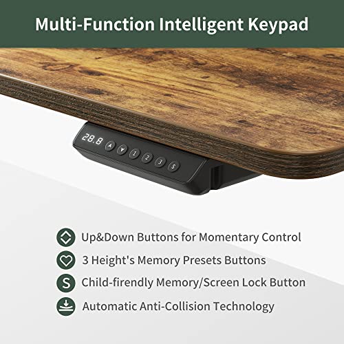 FEZIBO Electric Standing Desk with Drawers, 55x26 Inch Standing Desk Adjustable Height, Stand Up Desk with Monitor Shelf, Sit Stand Home Office Desk, Rustic Brown FEZIBO