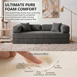 NAYA 79" Convertible Sofa Bed, 4-in-1 Corduroy Boneless Futon Couch, Folding Sleeper Sofa, No Assembly Floor Couch for Living Room, Bedroom, Apartment, Grey NAYA