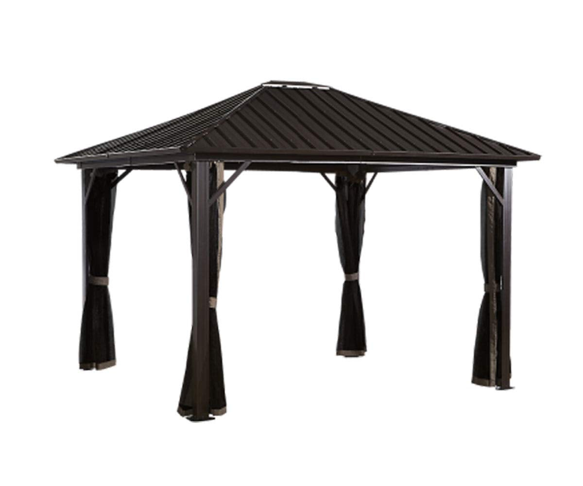 Sojag Outdoor 12' x 12' Genova Hardtop Gazebo 4-Season Outdoor Shelter with Mosquito Net - WoodArtSupply