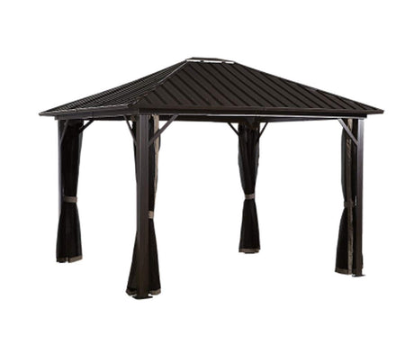 Sojag Outdoor 12' x 12' Genova Hardtop Gazebo 4-Season Outdoor Shelter with Mosquito Net Sojag