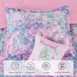 Wink Deer Twin Comforter Set for Girls-3 Pieces Mermaid Glow in the Dark Twin Bedding Sets for Kids,1 Comforter,1 Sham and 1 Decor Pillow Wink Deer