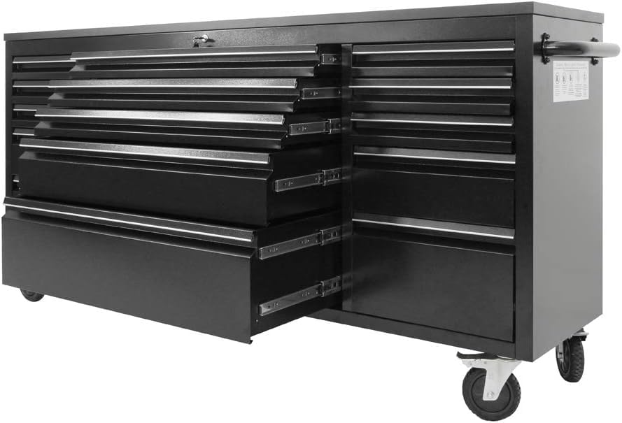 CT Copper Tailor 72-inch Rolling Tool Chest with Wheels and 15 Drawers, Mobile Garage Workbench, Assembled Large Tool Box Storage Cabinet for Workshop in Matte Black - WoodArtSupply