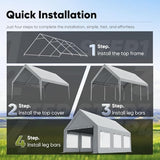 Quictent Heavy Duty 10x20 ft Carport Tent with Ultra-High Peak & Ventilation Windows, Waterproof Outdoor Canopy Shelter for Events, Storage, Parking & Wedding - Gray Quictent