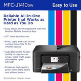 Brother Work Smart 1410 Wireless Color Inkjet All-in-One Printer with 2.7” Touchscreen and Automatic Duplex Printing | Includes Refresh Subscription Trial(1) (MFC-J1410DW)
