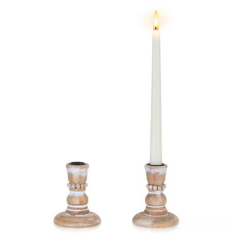 Inweder Wooden Candlestick Holders Rustic: Farmhouse Wood Taper Candle Holders Boho Candle Sticks Holder Decor for Home Dinning Table Mantle Party Holiday Christmas Wedding Set of 2 Inweder