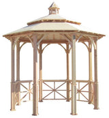 SamsGazebos 10' Octagon English Cottage Garden Gazebo with Two-Tiered Roof and Cupola, Adjustable for an Uneven Patio, Made in USA SamsGazebos