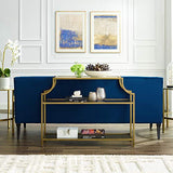 Crosley Furniture Aimee Sofa Console Table with Storage Shelves for Hall, Entryway, or Living Room, Gold and Glass Crosley Furniture