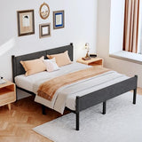 Henshwon Metal Bed Frame,14Inch Full Size Bed Frame with Storage Space,Heavy Duty Sturdy Mattress Foundation,Easy Assembly,No Box Spring Needed,Full Grey Henshwon