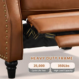 Bonzy Home Genuine Leather Pushback Recliner for Adults with Rivet Decoration, Push Back Recliner Chair with Overstuffed Cushion, Single Reclining Sofa with Button-Tufted Back for Living Room,Brown