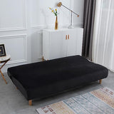 Stretch Futon Cover, Couch Cover for Futon, Armless Sofa Cover, Foldable Sofa Bed Slipcover Without Armrest, Universal Thick Sofa Slipcovers Furniture Protector for Kid, Pet(Velvet Black,Medium) SHEKAKO