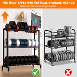 3D Printer Filament Storage Rack, Heavy Duty Metal Holder with 3/5-Tier Option Precision Engineered Connection, Adjustable Feet, Safety-Optimized Edge for Workshop, Studio, Home Office (Black 3-Tier) Pugala