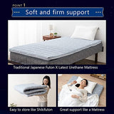 EMOOR Foldable Hybrid Futon Mattress, High-Resilience Urethane Foam 150N with Washable Padded Cover, Twin, Tatami Floor Sleeping Mat Pad Topper, Gray EMOOR