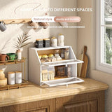 STDDRE Bread Box for Kitchen Countertop Bin Double Layer Bread Box Storage Container Extra Large Capacity Farmhouse Bread Box with Diamond Pattern Windows(Bamboo White) STDDRE