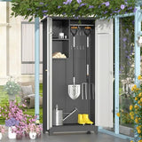 SAFEFEVER Outdoor Metal Storage Cabinet,Garden Storage Cabinet with Waterproof Coating,Waterproof Lockable Storage Cabinets for Garden,Backyard,Lawn,Dark Gray+White SAFEFEVER
