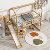 Harper & Bright Designs Kids Twin House Loft Bed with Slide, Storage Shelves, and LED Light Harper & Bright Designs