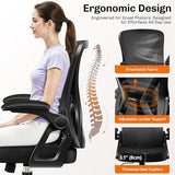 Office Chair, Ergonomic Home Computer Desk Chairs, Comfy Breathable Mesh Chair with Adjustable Lumbar Support Flip-up Armrests, Executive Task Chair with High Back for Home Office Rolling Swivel Chair BestGlory