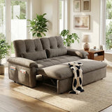 Vakdle Loveseat Convertible Sofa Bed, Pull-Out futon Couch,3 in 1 Sleeper Bed with Reclining Backrest and Storage for Bedroom Living Room Apartment (Grey, 47.24") Vakdle