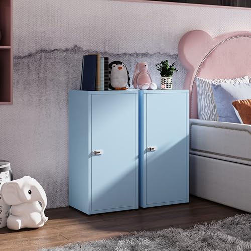 MIOCASA Metal Locker Storage Cabinet with Lock and Shelves,Single Door Lockable Cabinet for Bedroom,School,Kindergarten (Blue) MIOCASA