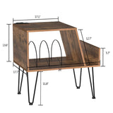 Tohomeor Vinyl Record Player Stand with LED Light Charging Station USB Port Turntable Stand LPs Album Storage Cabinet Wooden Sofa End Table Nightstand for Bedroom Living Room Office Tohomeor