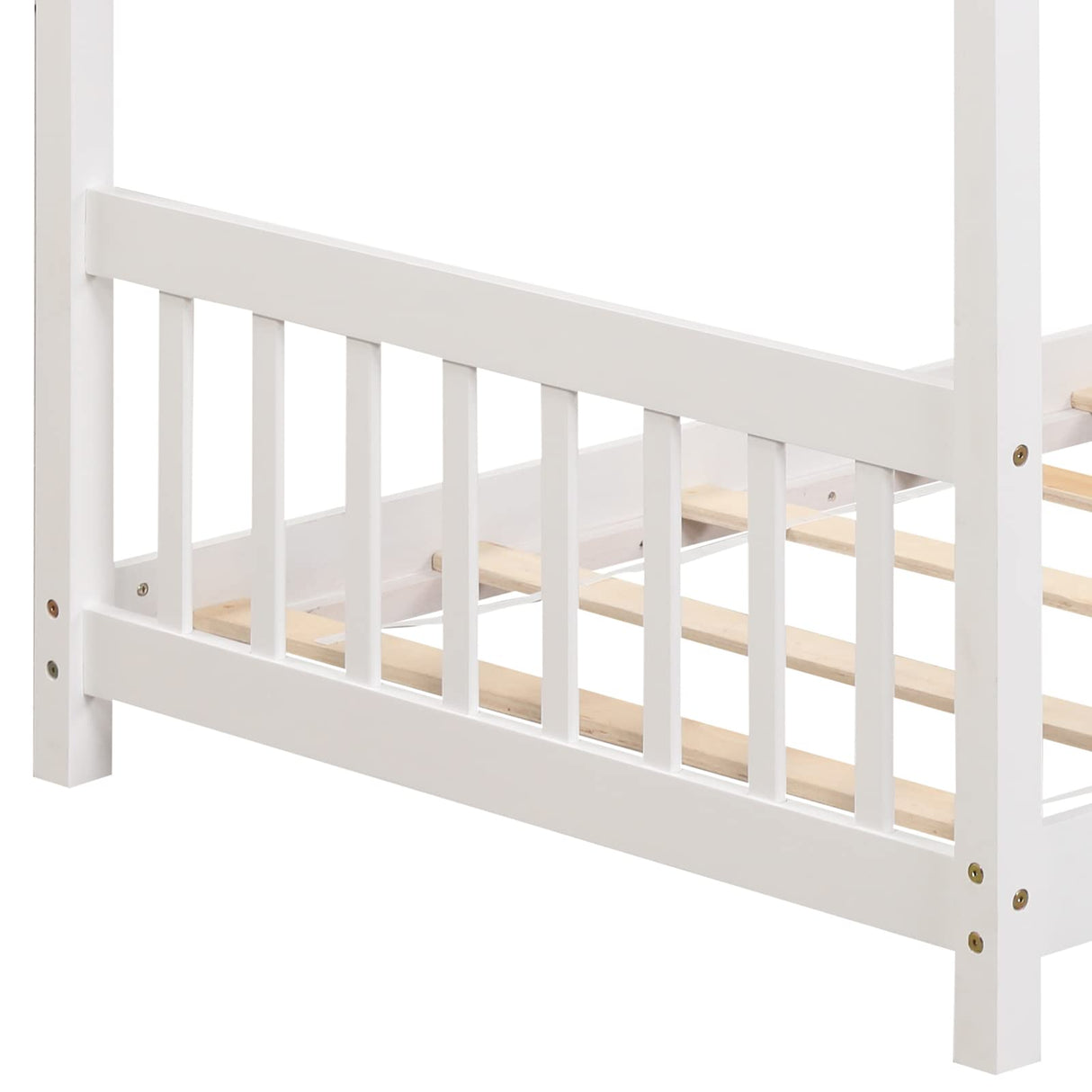 Giantex Twin House Bed in Solid Wood with Roof, Headboard, and Footboard – Low Profile Design for Kids Giantex