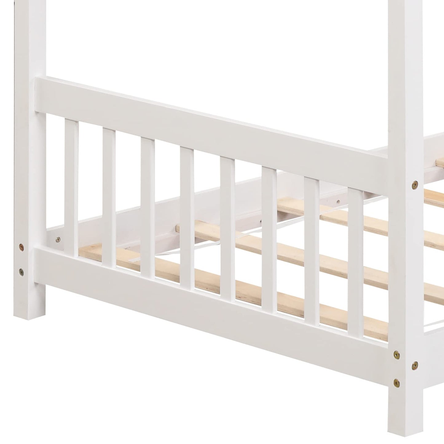 Giantex Twin House Bed in Solid Wood with Roof, Headboard, and Footboard – Low Profile Design for Kids - WoodArtSupply