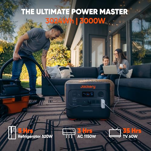 Jackery Portable Power Station Explorer 3000 Pro, Solar Generator with 3024Wh, 2x100W PD Ports, 2.4H Full Charge, Compatible with SolarSagas, for Home Backup, RV, Off-grid (Solar Panel Option - WoodArtSupply