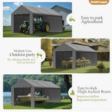 GOJOOASIS 10x20 Carport Heavy Duty Portable Garage Shelter Metal Car Canopy Tent with UV-Resistant & Weatherproof Top Cover for RV & Vehicles (Gray, 10x20 with sidewalls) GOJOOASIS