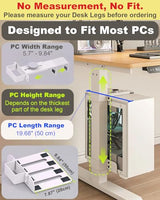 Under Desk PC Mount - No Drilling Heavy Duty 40lbs Capacity, Adjustable Height and Width Clamp-on Desk Leg PC Mount for Standing Desks (Fits 75mm×45mm Legs only), with Non-Slip Pads, Black CoJewe
