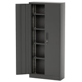 Furniwell Metal Storage Cabinet with 2 Doors & 4 Adjustable Shelves, Lockable Garage Storage Cabinet, Steel Utility File Cabinet for Home, Garage, Black, 71" H x 31.5" W x 15.7" D Furniwell