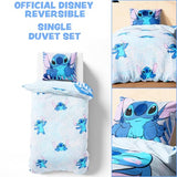 Disney Stitch Duvet Cover and Pillowcase Set, Single or Double Size, Bedroom Accessories for Kids Teens (Blue Stitch Single) Disney