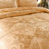 Raytrue-X Luxury Silk Bedding Comforter Sets, Gold Jacquard Lightweight Comforter Quilt, All Season Ultra Soft Microfiber Twin Comforter Set Matching 2 Pillow Shams(Twin/Twin XL, 3 Pieces) Raytrue-X