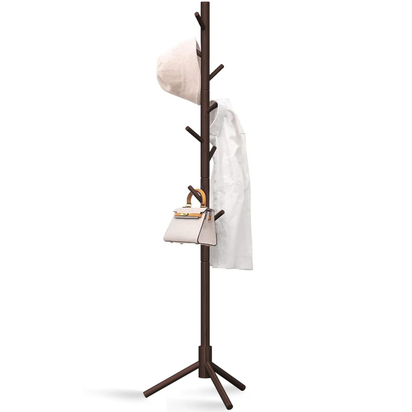 Z&L HOUSE Coat Rack Freestanding, Pure Natural Solid Wooden Coat Tree, 8 Hooks And Adjustable Height Floor Hanger, Used In The Bedroom Living Room Office To Hang Clothes, Hats, Bags - WoodArtSupply