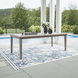 Signature Design by Ashley Rainier Ranch Contemporary Sintered Stone Tabletop Outdoor Dining Table with 4 Legs, Light Brown & Beige Signature Design by Ashley