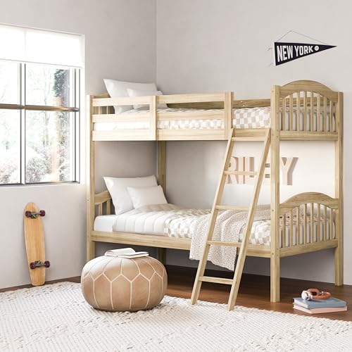 Storkcraft Long Horn Twin-Over-Twin Bunk Bed (Natural) - GREENGUARD Gold Certified, Converts to 2 Individual Twin beds Storkcraft