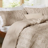 Bedsure Tufted Boho Comforter Set Full Size - Khaki Boho Bed Set, GentleSoft™ 3 Pieces Farmhouse Shabby Chic Embroidery Bedding, Gifts for Woman, Soft Jacquard Full Comforter for All Seasons Bedsure