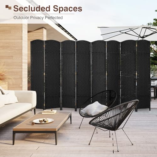 Room Divider 8 Panel 5.6 FT Tall Privacy Screen Waterproof Wood Frame Partition Room Dividers and Folding Privacy Screens Freestanding Wall Divider Indoor and Outdoor for Portable Room Separation PayLessHere