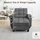Oversized Recliner Chair with Swivel Tray Table, Modern Tufted Linen Fabric Single Sofa with Cup Holders & USB Port, 660 LBS Heavy Duty Reclining Chair for Living Room, Home Theater & Bedroom (41.7'')