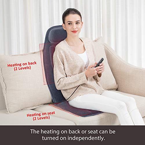 Snailax Massage Seat Cushion with Heat - Extra Memory Foam Support Pad in Neck and Lumbar,10 Vibration Massage Motors, 2 Heat Levels, Back Massager Chair Pad for Back Snailax