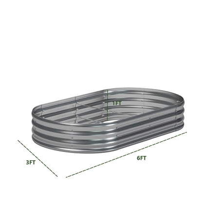 zizin 2 Pack Galvanized Raised Garden Bed Metal Oval Raised Garden Beds Outdoor Planter Box for Vegetables (6x3x1FT, Silver) zizin