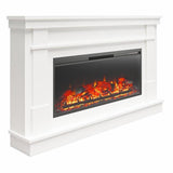 Pemberly Row Wide Mantel with Linear Electric Fireplace in White Pemberly Row