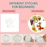 Zhenqing Fox and Grape Vine Embroidery Kit for Beginners, Pre-Printed 29x29cm Circular Cotton Fabric with 20cm Hoop, Whimsical Garden Scene (C0223)