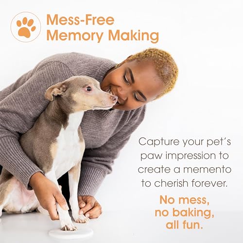 Pearhead Pet Paw Print Keepsake Ornament Kit, Memorial Clay Paw Impression for Dogs & Cats, DIY Hanging Pet Memorial with Ribbons, Pet Keepsake Gift