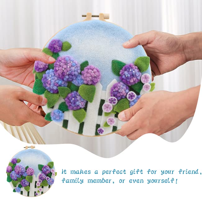 kgxulr Needle Felting Kit, Felt Painting Kit for Beginners, Felt Painting Set with Felting Needles,Needle Felting Pad, Felting Wool, Decorative Frame,DIY Instructions,Used for Home Decoration kgxulr