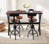 LOKKHAN 47.24" Rustic Brown Bar Table with Industrial Black Metal Frame - Perfect for Small Spaces LOKKHAN