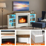 HOOBRO Electric Fireplace with Mantel, Fireplace TV Stand with Led Light, 74" Farmhouse Entertainment Center with Storage, Realistic Stacked Stone Surround and 3D Flame for Living Room, Bedroom HOOBRO